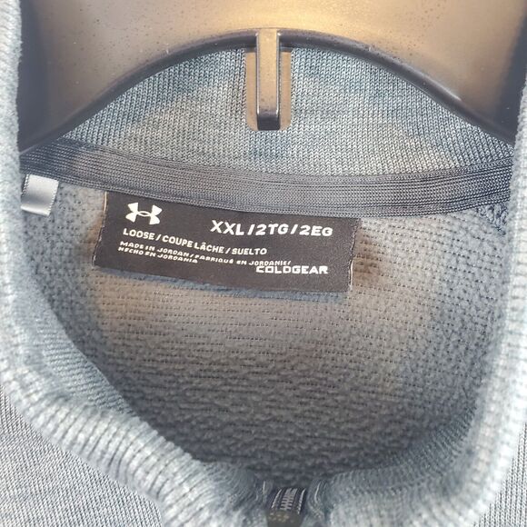 Under Armour Pullover Mens 2XL Loose Fit Coldgear 1/4 Zip Fleece Sweater Gray - Picture 7 of 9